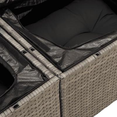 6-delige Loungeset met kussens poly rattan grijs - thumbnail