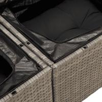 7-delige Loungeset met kussens poly rattan grijs - thumbnail