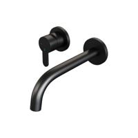 Brauer Black Edition Wastafelmengkraan inbouw - gebogen uitloop rechts - hendel plat smal - model D2 - mat zwart 5-S-083-B4-65 - thumbnail
