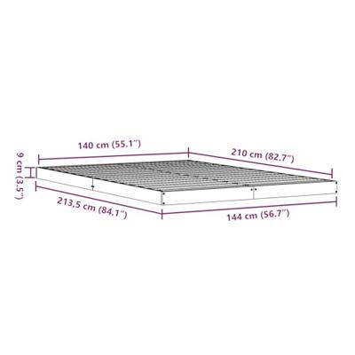 Vloerbedframe massief grenenhout 140x210 cm