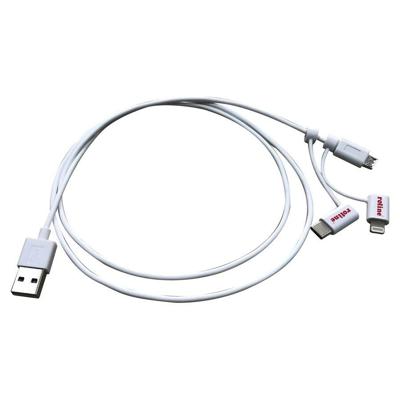 ROLINE USB 2.0 8pin sync & oplaadkabel Type A - Type C / 8-pins / USB MicroB, wit, 1 m