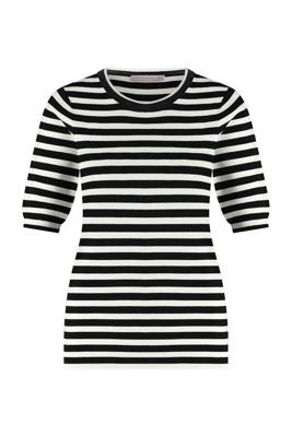Studio Anneloes Luna Stripe Short Slv Pullover 91510 9011 Black/off White