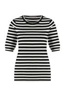 Studio Anneloes Luna Stripe Short Slv Pullover 91510 9011 Black/off White - thumbnail
