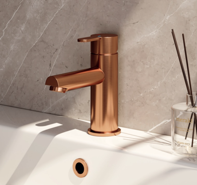 Wastafelmengkraan Brauer Copper Edition Coldstart Opbouw Laag Korte Platte Hendel Geborsteld Koper PVD Brauer