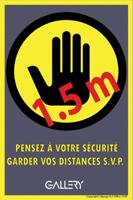 Gallery sticker, waarschuwing; houd 1,5 meter afstand, ft A5, Frans - thumbnail