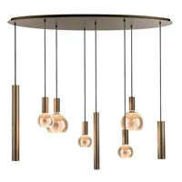 Ztahl Hanglamp Riva 8 lichts ovaal L 140 cm platinum - thumbnail