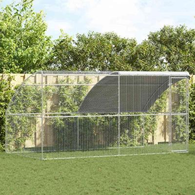 Kippenhok Zilver 400 x 200 x 198.5 cm Gegalvaniseerd staal