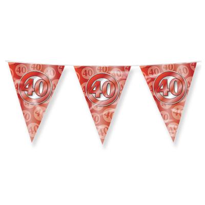 Vlaggenlijn 40 Jaar Getrouwd Robijn Rood (10m)