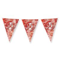 Vlaggenlijn 40 Jaar Getrouwd Robijn Rood (10m) - thumbnail