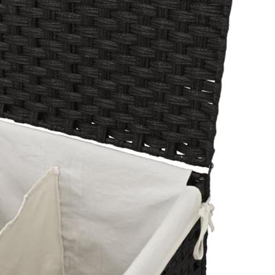 VidaXL Wasmand met 2 vakken 53x35x57 cm poly rattan zwart