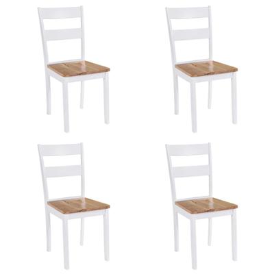 VidaXL Eetkamerstoelen 4 st massief rubberwood wit