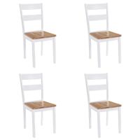 VidaXL Eetkamerstoelen 4 st massief rubberwood wit - thumbnail