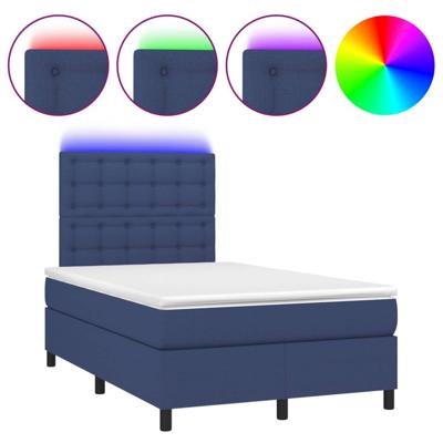 Boxspring met matras en LED stof blauw 120x200 cm
