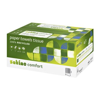 Satino comfort handdoekje z-vw 25x23cm 2 laags helder wit (3200 stuks)