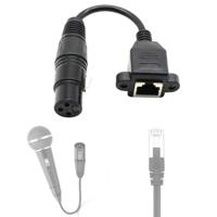 15cm XLR 3 pin female naar RJ45 Female netwerk connector adapter converter kabel - thumbnail