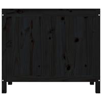 Wasmand 88,5x44x76 cm massief grenenhout zwart - thumbnail