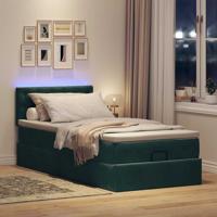 Ottoman bed met matras en LED's 140x200cm fluweel donkergroen - thumbnail