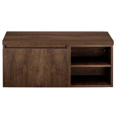 Frozen 3D Badmeubelset 100 cm - Greeplijst in Kleur - Wastafel Regaalkast met Bovenblad Dark Oak