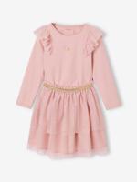 Kerst set voor meisjes, rok met tule en t-shirt met ruches roze (poederkleur) - thumbnail