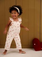 Fleece romper + hoofdband baby vanille - thumbnail