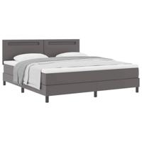 Boxspringbed met matras in grijs, super king size, faux leer - thumbnail