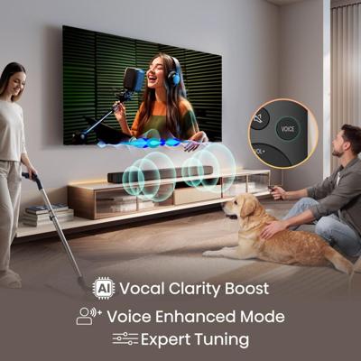 Hisense HS1000, 2.0-kanaals soundbar, 120 W max audio power, Dolby Audio, DTS Virtual: X, Voice Enhanced, TV Mode, EzPlay