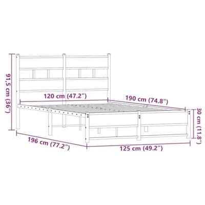 Bedframe zonder matras metaal bruin eikenkleurig 120x190 cm Bedframe zonder matras metaal bruin eikenkleurig 120x190 cm