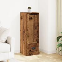 Hoge kast 36x35,5x103,5 cm bewerkt hout oud houtkleurig - thumbnail