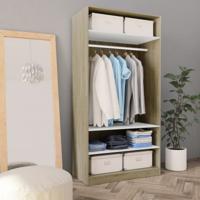vidaXL Kledingkast 100x50x200 cm spaanplaat wit en sonoma eiken - thumbnail