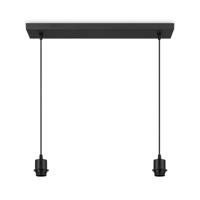 Metaal kroonluchter - Industrie hanglamp - Zwart - Met 2 pcs lampvoeten - Ontworpen voor Eetkamer en Slaapkamer - 55 x 9.5 x 112.5cm - set met E27 Lamphouder - voor Lampenkap met Doorsnede max 40cm - Gloeilamp Niet Inbegrepen - thumbnail
