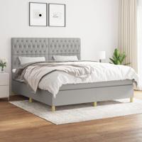 Boxspring met matras stof lichtgrijs 180x200 cm - thumbnail
