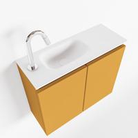 MONDIAZ TURE 60cm toiletmeubel ocher. EDEN wastafel talc links 1 kraangat - thumbnail