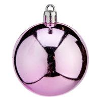 Kerstballen Ø 6 cm 24 Stuks Roze Plastic - thumbnail