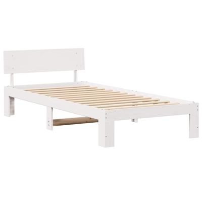 Bedframe met hoofdeinde Wit 90 x 200 cm Massief grenenhout