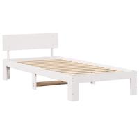 Bedframe met hoofdeinde Wit 90 x 200 cm Massief grenenhout - thumbnail