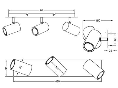 Trio SpotMarley 3-lichts bruin - 802400324