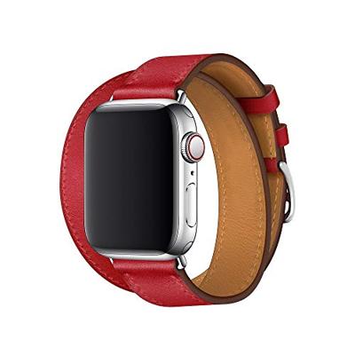 Double Leather Loop bandje - Rood - Geschikt voor Apple watch 44mm / 45mm / 46mm / 49mm