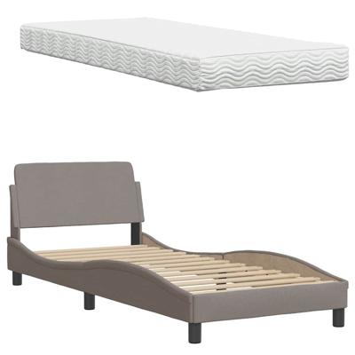 Bed met matras stof taupe 100x200 cm