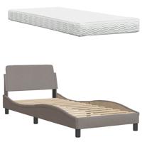 Bed met matras stof taupe 90x190 cm - thumbnail