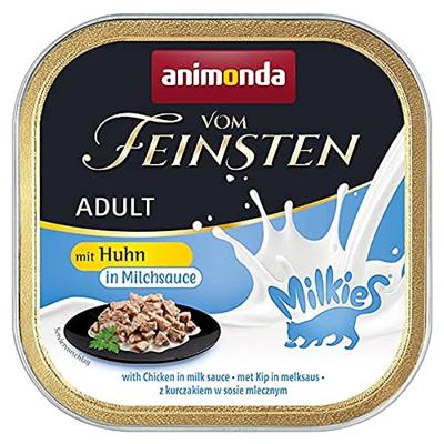 animonda Vom Feinsten Milkies kattenvoer voor volwassenen, natvoer voor volwassen katten, met kip in melksaus, 32 x 100 g animonda Vom Feinsten Milkies kattenvoer voor volwassenen, natvoer voor volwassen katten, met kip in melksaus, 32 x 100 g