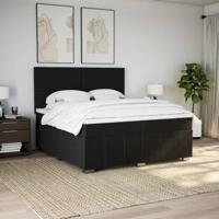 Boxspring met matras stof zwart 200x200 cm - thumbnail