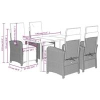 5-delige Tuinset met kussens poly rattan grijs - thumbnail