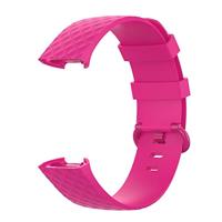 Fitbit Charge 3 & 4 siliconen diamant pattern bandje - Maat: Large - Roze - thumbnail
