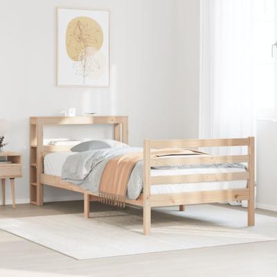Bedframe met hoofdbord massief grenenhout 100x200 cm