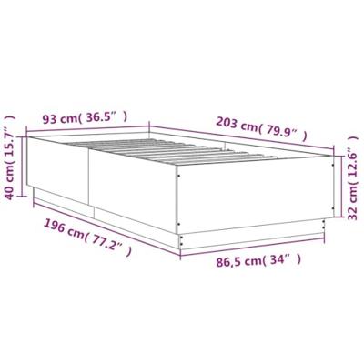 Bedframe met LED-verlichting grijs sonoma eikenkleurig 90x200cm