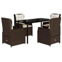5-delige Tuinset met kussens poly rattan bruin - thumbnail