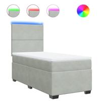 Boxspring met matras fluweel lichtgrijs 100x200 cm - thumbnail