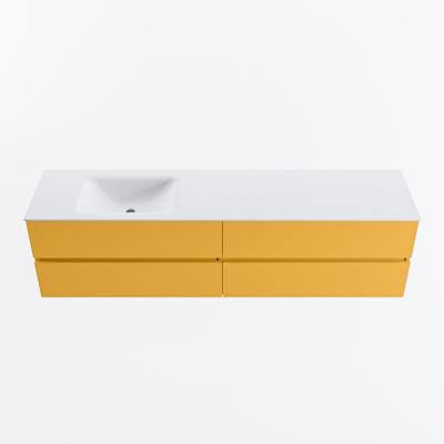 MONDIAZ VICA 190cm badmeubel onderkast Ocher 4 lades. Wastafel CLOUD links 1 kraangat, kleur Talc.
