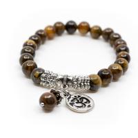 Edelsteen Armband Tijgeroog Mala Elastisch met OHM - thumbnail
