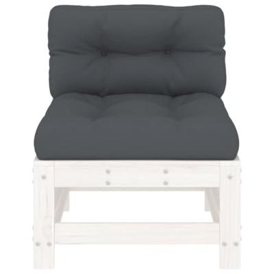 Middenbanken met kussens 2 st massief grenenhout wit